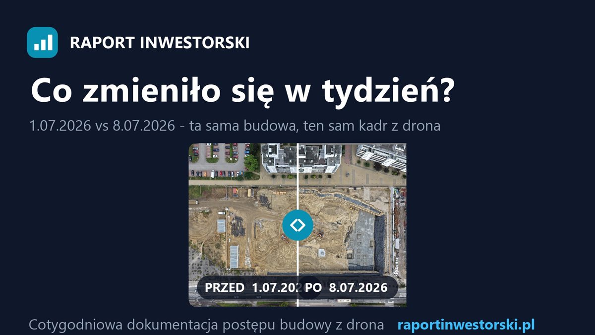 Porównanie postępu budowy z drona — przed i po